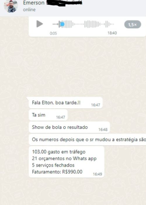 Print de depoimento de cliente sobre resultados com a Máquina de Vendas — 4