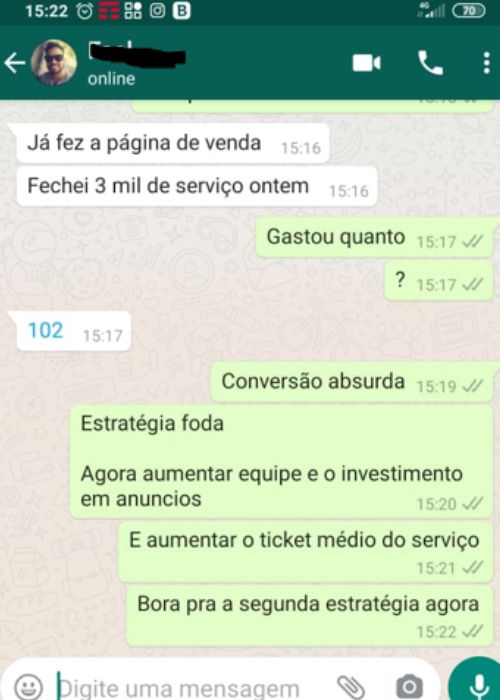 Print de depoimento de cliente sobre resultados com a Máquina de Vendas — 6